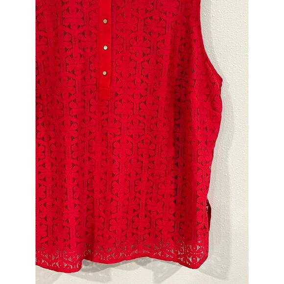 The Limited Size 2X Red Lace Sleeveless Tunic Top Romantic Boho Cottagecore - Picture 5 of 11